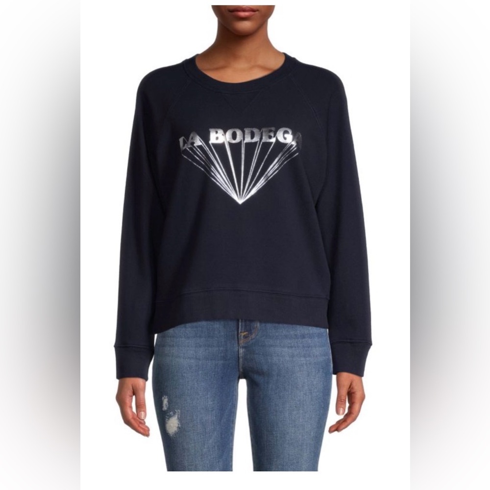 MOTHER La Bodega Graphic Sweatshirt. Navy / silver. NWT. Size small.